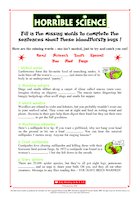 Horrible Science: Bloodthirsty Bugs Missing Words