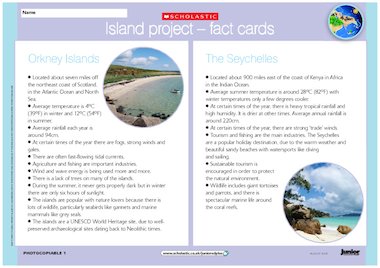 Island project – activity sheets – Primary KS2 teaching resource