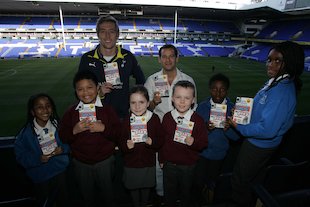 Peter Crouch, Dan Freedman and friends at White Hart Lane on World Book Day Peter Crouch, Dan Freedman and friends at White Hart Lane on World Book Day