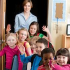 Children waving