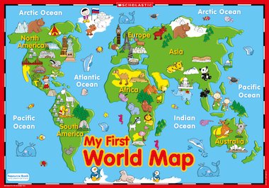   World  Kids on My First World Map     Poster   Scholastic Education