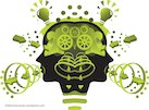 Illustrated head and cogs