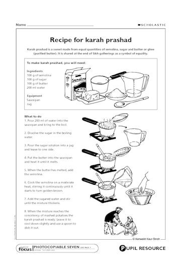 of  scholastic recipe is end the for at weather a shared  karah prashad  sweet worksheets Sikh which