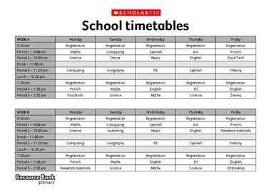 school timetables secondary ks2 scholastic primary prepare lessons sample use these