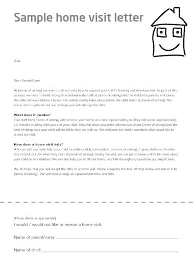 Sample letter to send to parents and sample questions to ask on a home ...