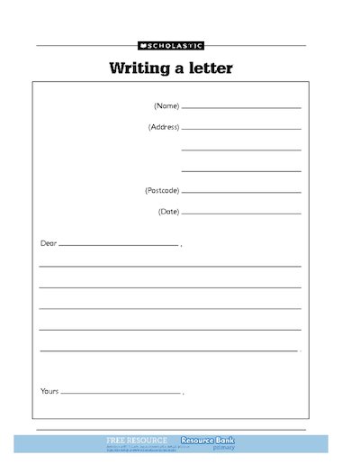 Letter Writing Template Ks1