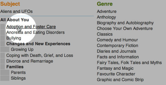Selecting a category