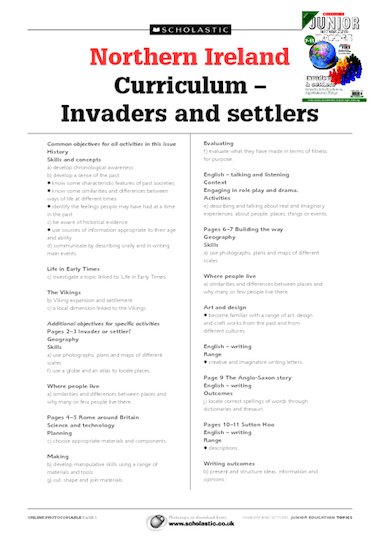 Invaders And Settlers. Invaders and settlers – Northern Ireland Curriculum - Scholastic Education PLUS