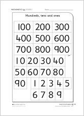 Hundreds, tens and ones (photocopiable)