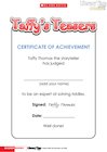 Taffy’s Teasers certificate Taffy’s Teasers certificate