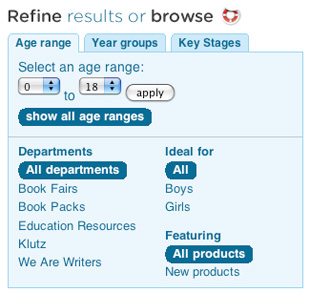 Selecting age range