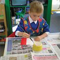 Boy painting French flag