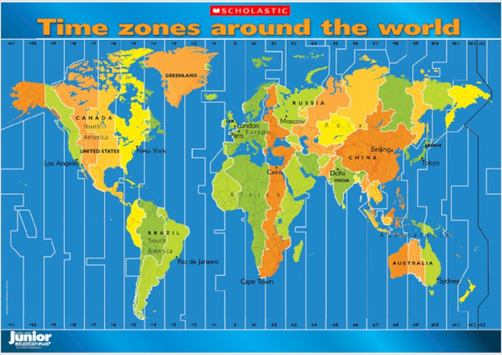 Time Zones Around The World Map