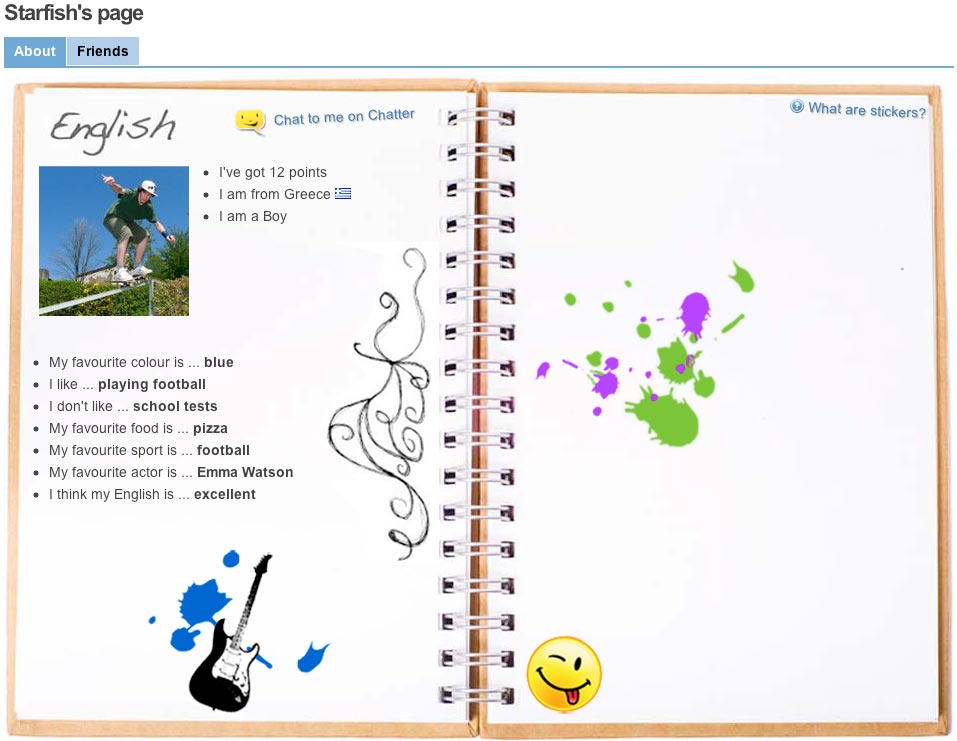Sample view of MyPage