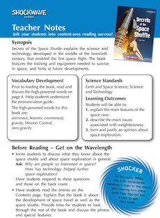 Secrets of the Space Shuttle Teacher's notes and 3 fact files
