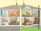 Illustration of 1950s semi-detached house Illustration of 1950s semi-detached house