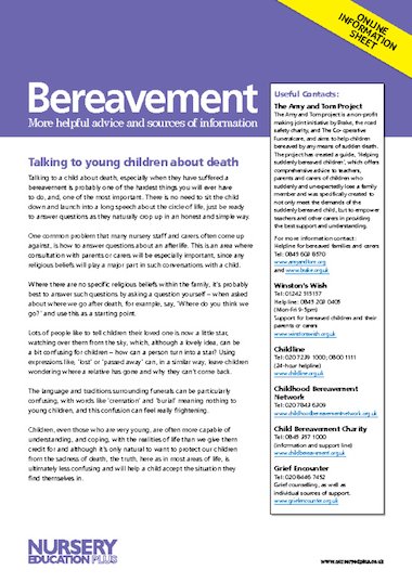 Bereavement information sheet – Early Years teaching resource - Scholastic