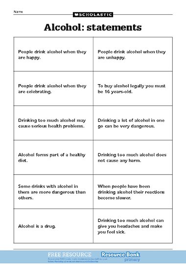 Alcohol: discussion starter statements – FREE Primary KS2 teaching ...