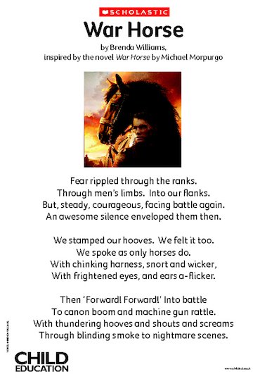 War Horse Poem Primary Ks2 Teaching Resource Scholastic