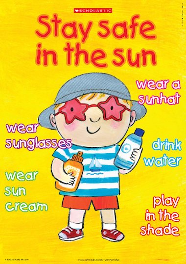 Stay Safe In The Sun Poster Uk Sun Safety Poster Health Safety Signs ...