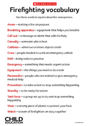 Firefighting vocabulary – Primary KS2 teaching resource - Scholastic