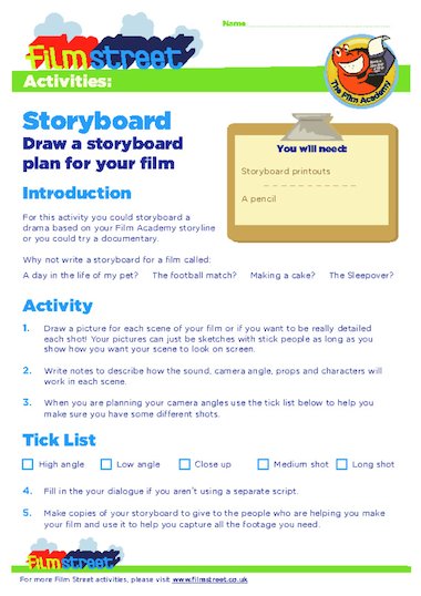 Storyboard Sheets Pdf