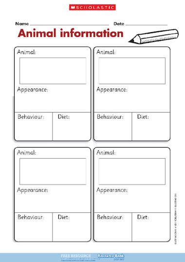 Animal Information FREE Primary KS1 Teaching Resource Scholastic
