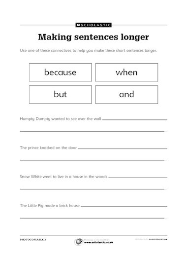 fun for nursery worksheet sentences â€“ teaching longer KS1 Making Primary FREE