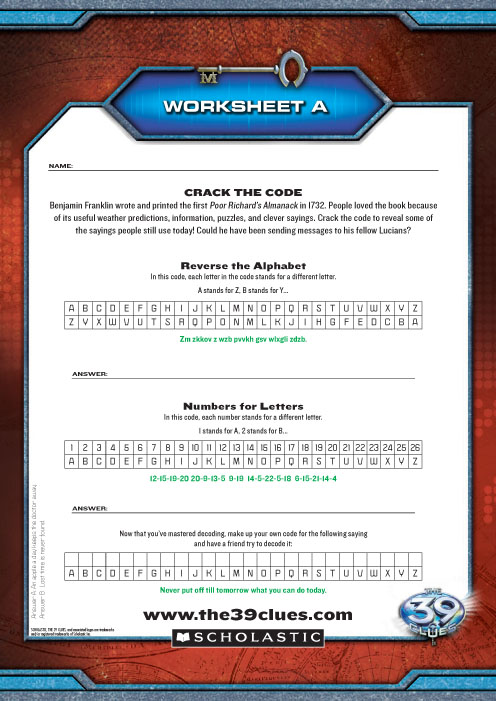 39 Clues Crack the Code - Scholastic Kids' Club