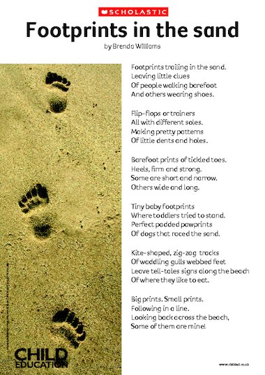 Footprints in the sand – poem – Primary KS1 & KS2 teaching resource ...