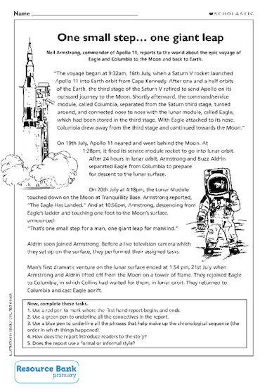 space one small step primary ks2 teaching resource