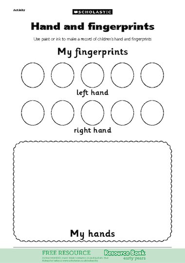 Hand and fingerprints – FREE Early Years teaching resource 