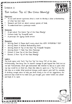 Tom Gates ? Lesson plan 6 Tom Gates ? Lesson plan 6