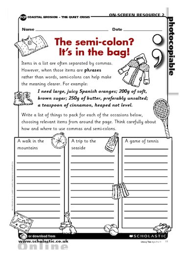 Semicolons And Colons Worksheet