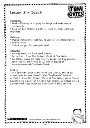 Tom Gates ? Lesson plan 3 Tom Gates ? Lesson plan 3