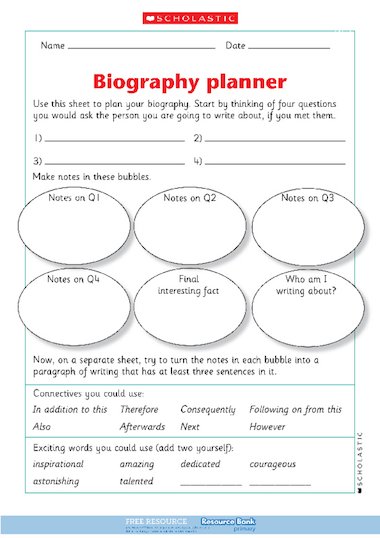 biography writing frame ks2