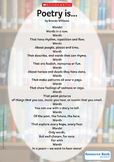 ‘Poetry is…’ poem – FREE Primary KS2 teaching resource ...