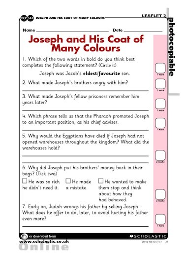 Joseph and his Coat of Many Colours – FREE Primary KS2 teaching