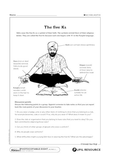 Sikhism The Five Ks Primary Ks2 Teaching Resource Scholastic