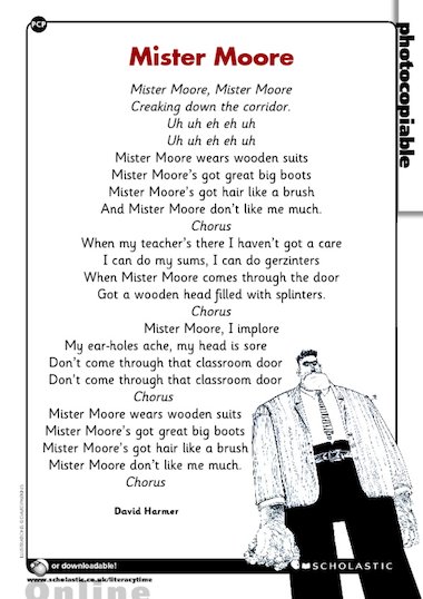 reading books free download english for Mooreâ€™ poem Primary resource â€“ KS1 FREE teaching Mister