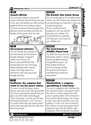 Persuasive texts – role-play cards – Primary KS2 teaching 