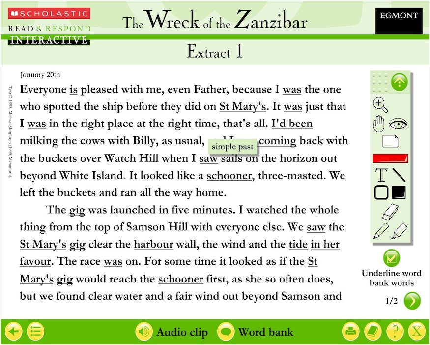 Read & Respond Interactive: The Wreck of the Zanzibar - Scholastic Shop