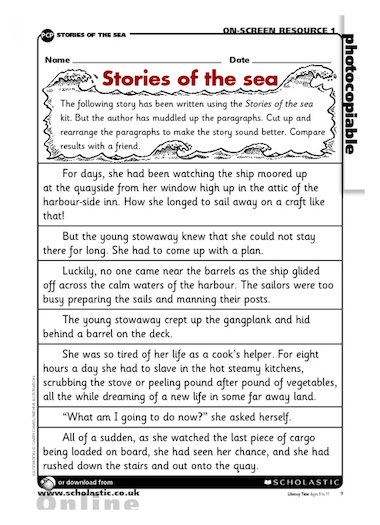 Stories of the sea – reordering paragraphs – Primary KS2 teaching ...