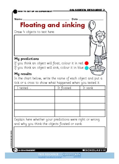 floating and sinking free primary ks1 teaching resource scholastic