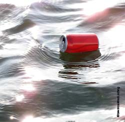 Drinks can floating on water Drinks can floating on water