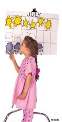 Girl with weather calendar Girl with weather calendar