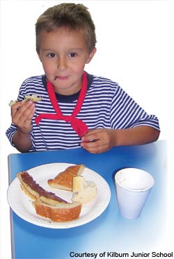 A boy eating food